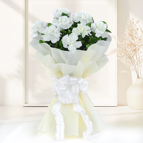 White Charm Carnations Bouquet