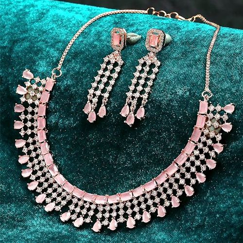 Majestic Floral Design Choker AD Necklace Set