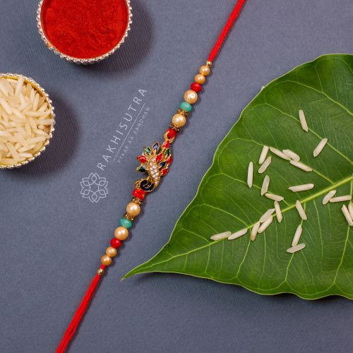 Appealing Meenakari Mayur Rakhi