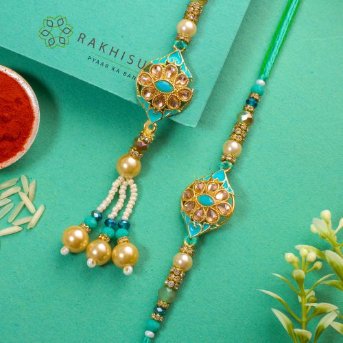 Classic Kundan Bhaiya Bhabhi Rakhi Set