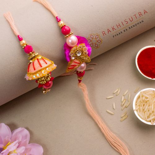 Beautiful Zardosi Bhaiya Bhabhi Rakhi Set