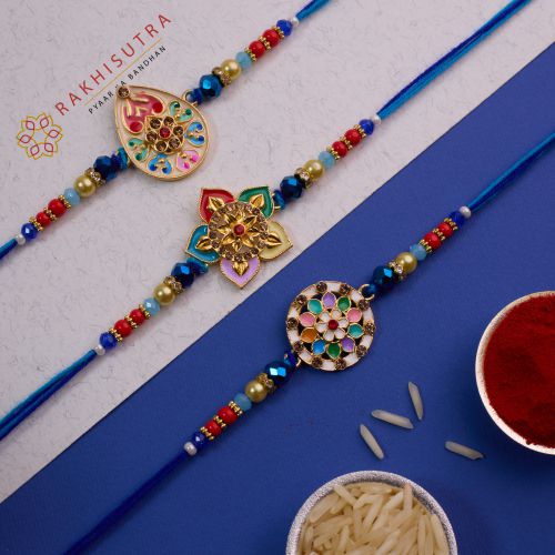 Premium Kundan Rakhi Set of 3