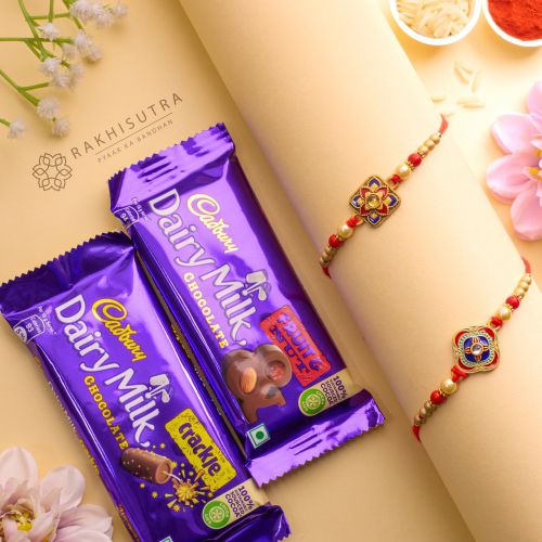 Charming Kundan Rakhi N Cadbury Chocolate Combo