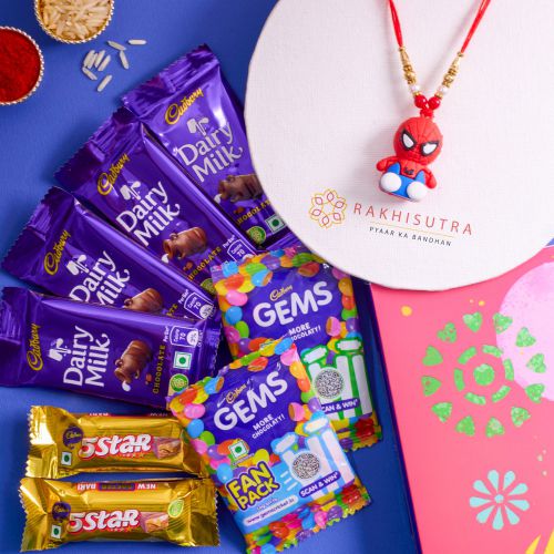 Fancy Spiderman Rakhi N Cadbury Celebrations Combo