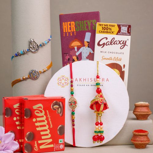 Attractive Family Rakhi Set N Chocolate Galore