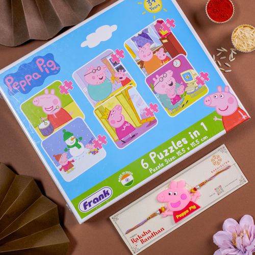 Fancy Peppa Pig Rakhi N Puzzle Set