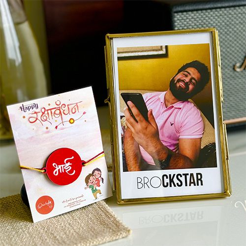 Classic Bhai Rakhi N Personalized Metal Frame Combo