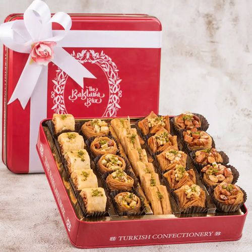 Festive Baklava Assortment In Elegant Red Tin