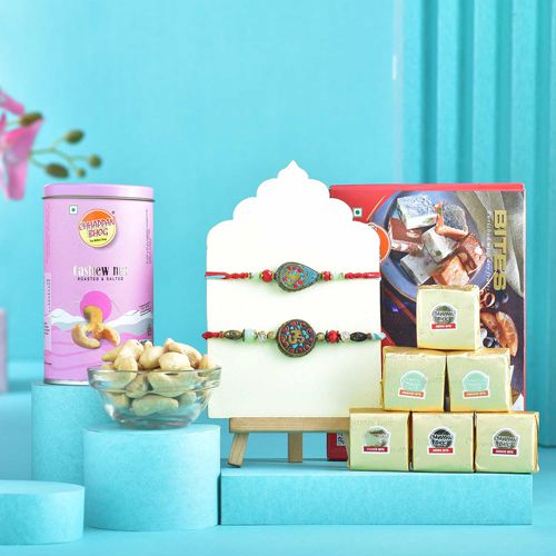 Elegant Rakhis  N  Gourmet Delights Combo