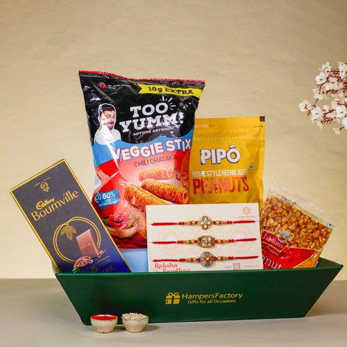 Kundan Rakhi N Snacks Indulgence Set